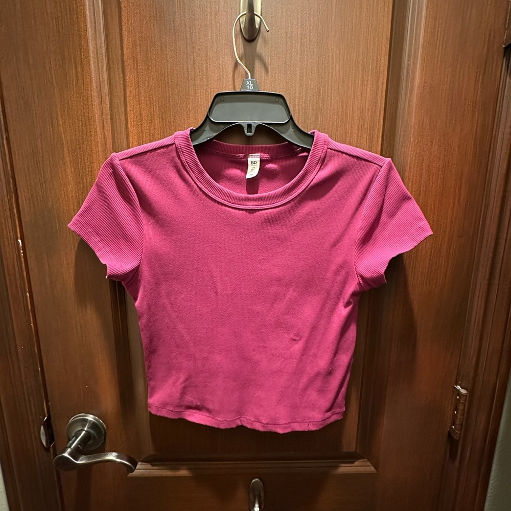 bp Pink Fitted Crop T-Shirt Short Sleeve